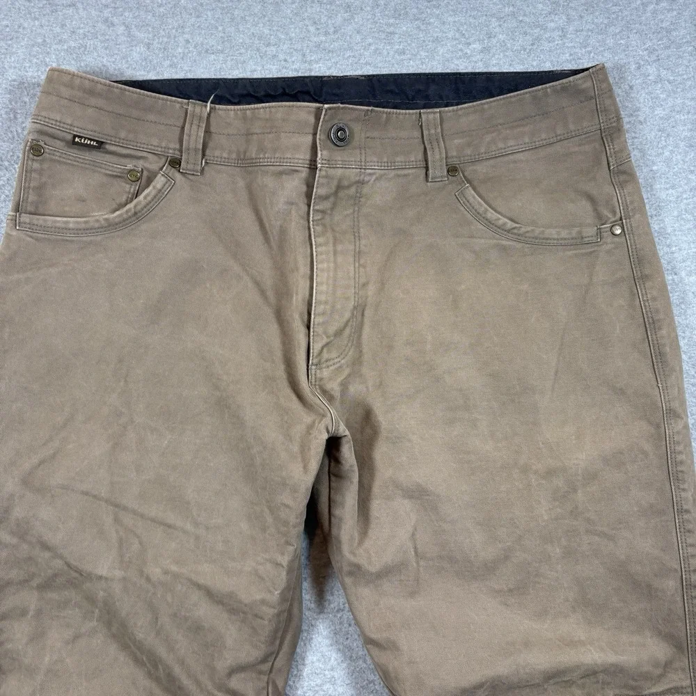 Kuhl Rydr Pants Mens 36x32 Brown Vintage Patina Dye Canvas Hiking Work Utility